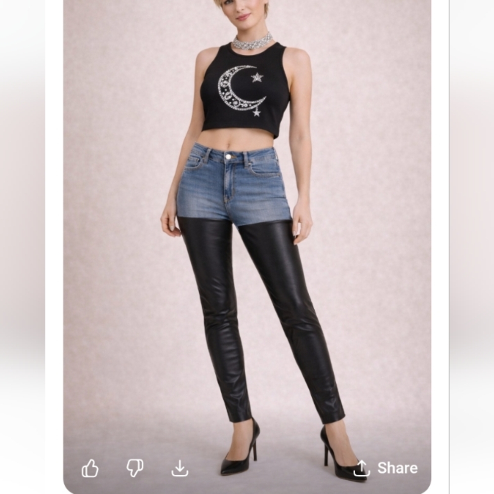 Insane Gene Hi-Rise Ankle Skinny Jeans • Denim & Faux Leather • Size 5 (26W)